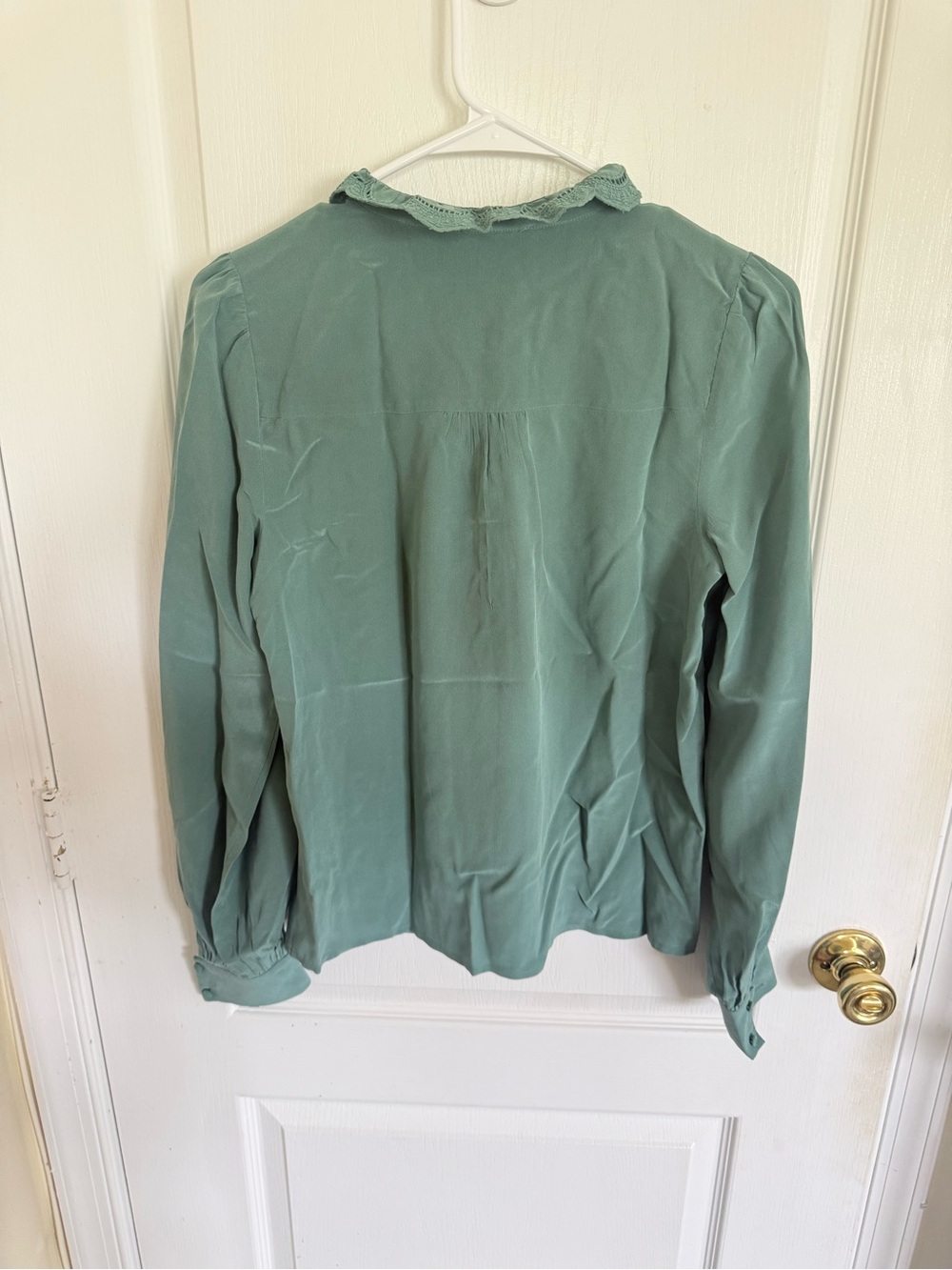 Sézane Chlo Silk Blouse in Sage Green - Picture 8 of 9